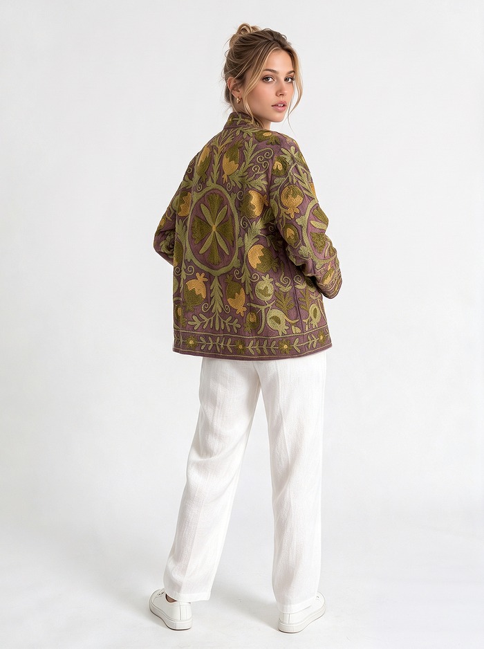 BLAZER LILA CON VERDE OLIVA TALLE M 2