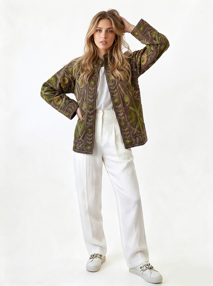 BLAZER LILA CON VERDE OLIVA TALLE M
