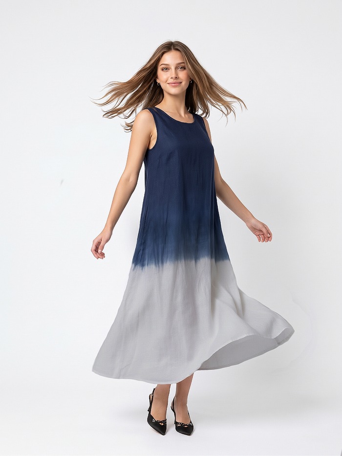 VESTIDO AZUL Y BLANCO
