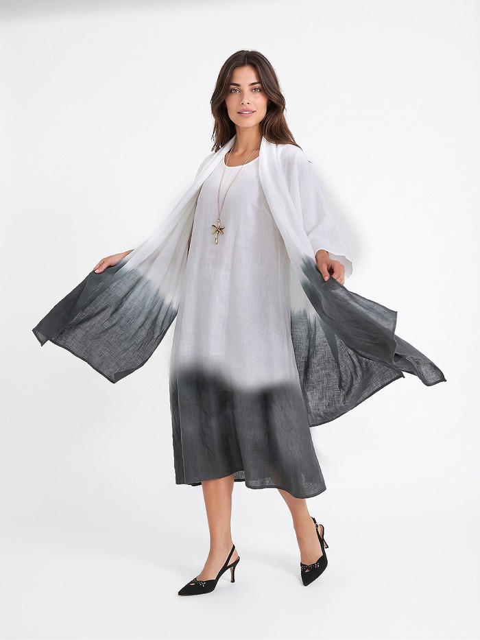 VESTIDO BLANCO y GRIS CON SACO 2