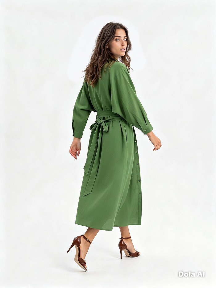 VESTIDO CAMISERO VERDE DE ATRÁS